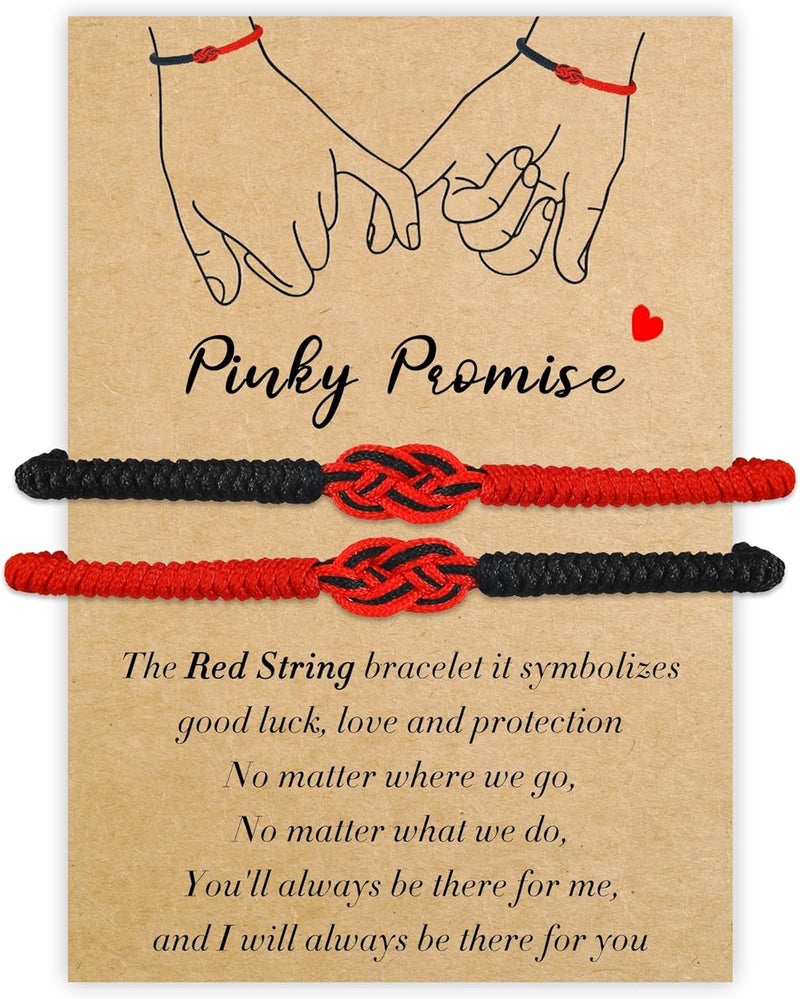 PEALICIOUS Red String Bracelet for Women, Girls Pinky Promise Bracelet Mommy and Me as Valentines Gifts, Father and Daughter Jewelry for Protection, Couple Best Friend Jewelry for Vday Anniversary - Image 1